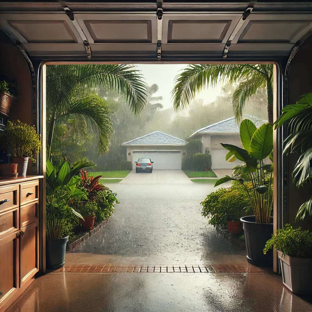 garage door in the rain